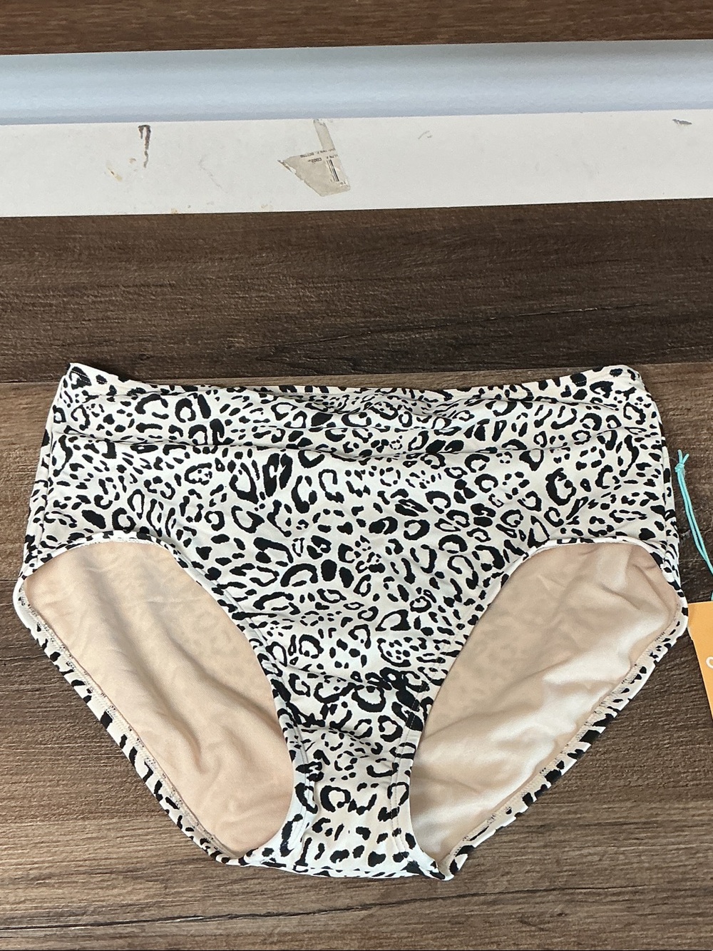 Kona Sol Black and Cream Leopard Print Bikini Bottoms